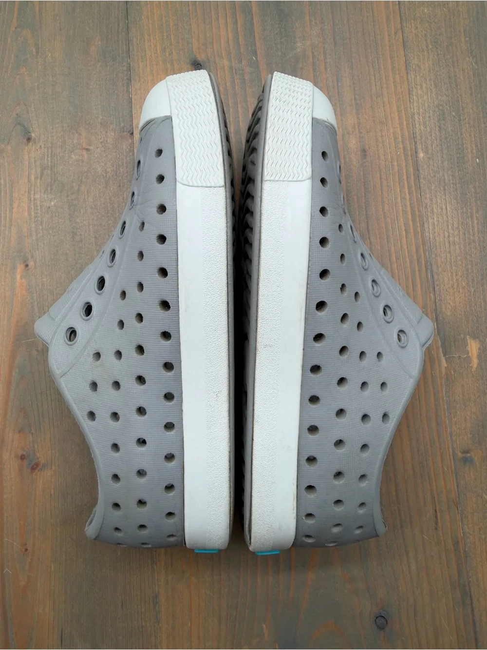 Native Gray Jefferson Slip-On Sneakers with White Toe Caps